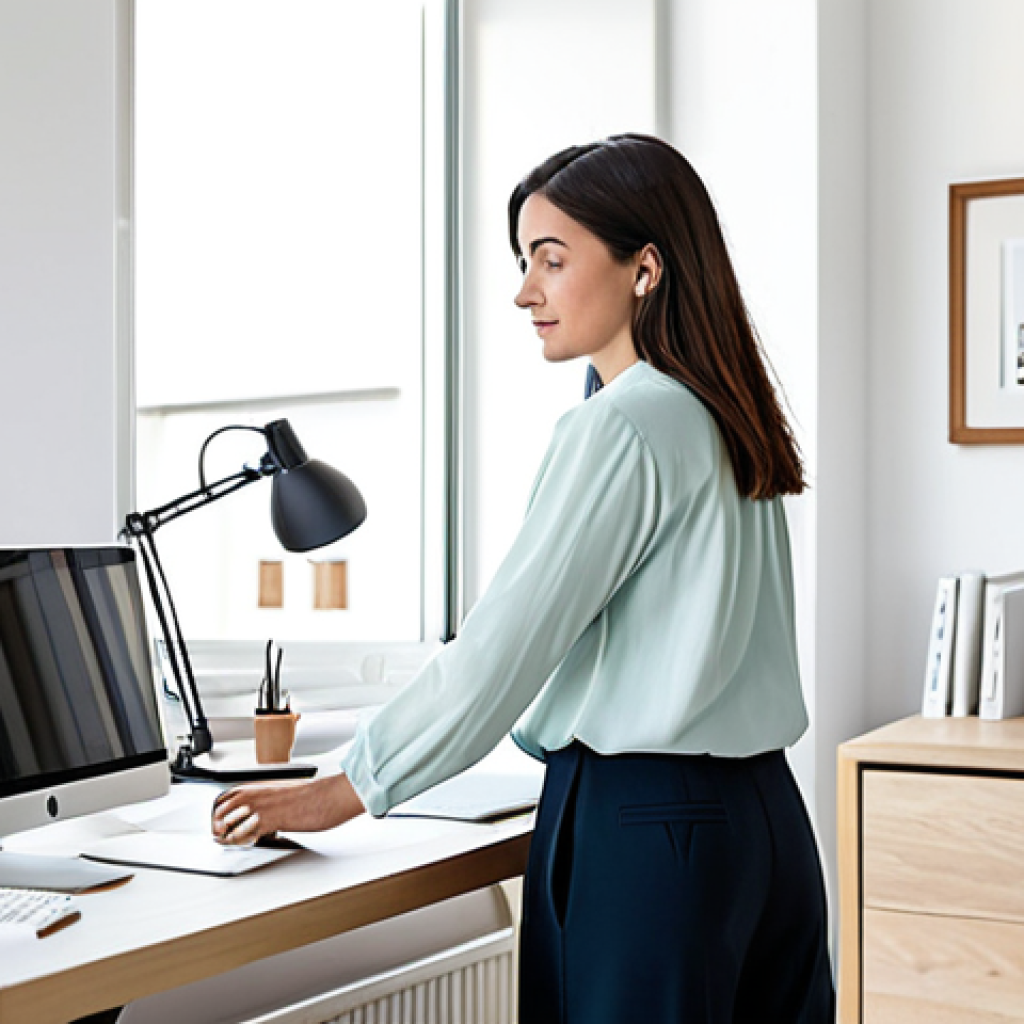 Minimalist Home Office**
"A bright, airy home office with minimal furniture. A woman in a modest, long-sleeved blouse and comfortable trousers works at a clean desk. Decluttered space, natural light. Focus on simplicity and calm. safe for work, appropriate content, fully clothed, professional, perfect anatomy, natural proportions, high quality."
**