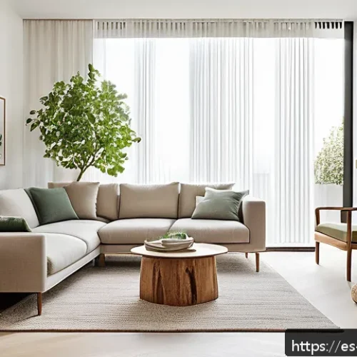 Home 30 탈소비주의의 다양한 접근 방식 - A serene, minimalist living room in a modern Spanish apartment, featuring neutral tones and natural ...
