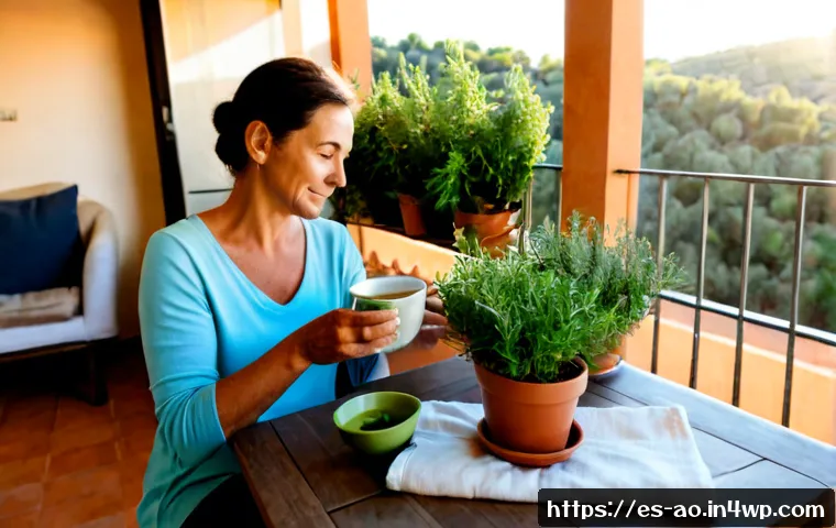 Home 17 탈소비적 삶이 주는 심리적 안정감 - Photorealistic quiet morning in a modest sunlit apartment in Spain, relaxed middle-aged woman in sim...
